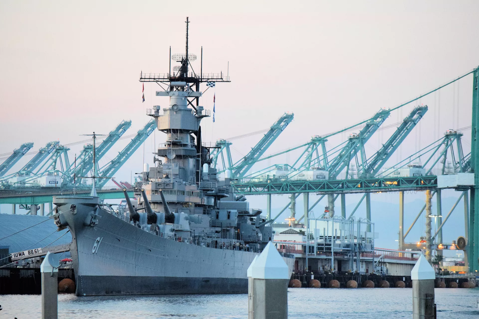 USS Iowa Battleship docked at the San Pedro Harbor
